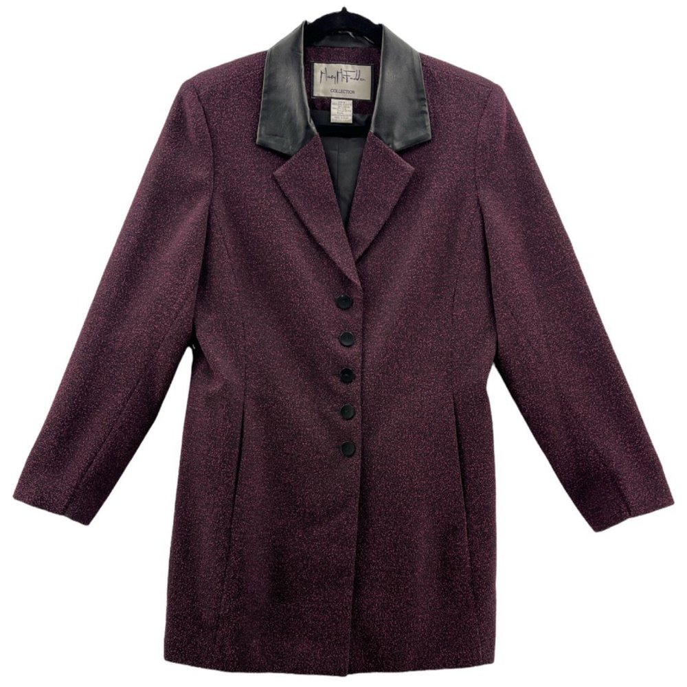 Mary Mcfadden Collection Womens Suit Jacket‎ Blazer Purple Heathered Pockets 10